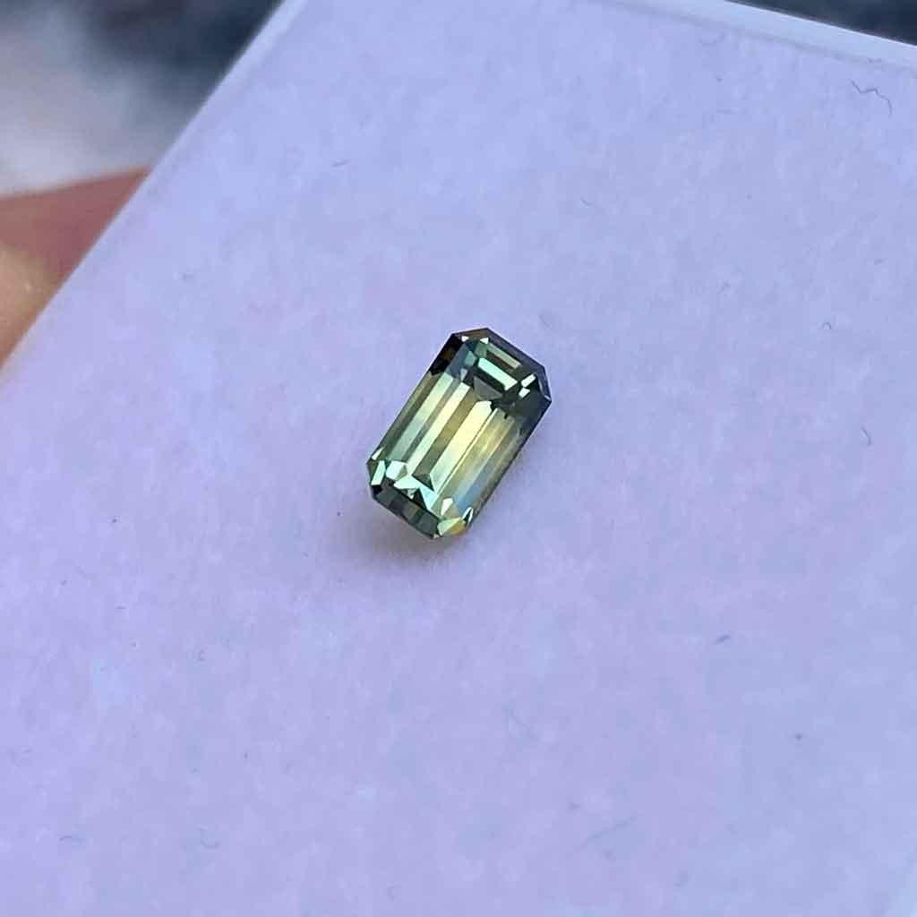 0.75ct emerald cut Australian parti sapphire - Lizunova Fine Jewels