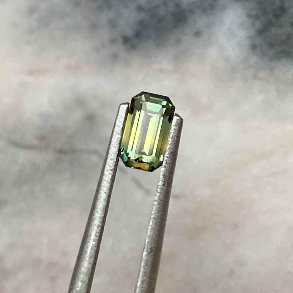 0.75ct emerald cut Australian parti sapphire - Lizunova Fine Jewels