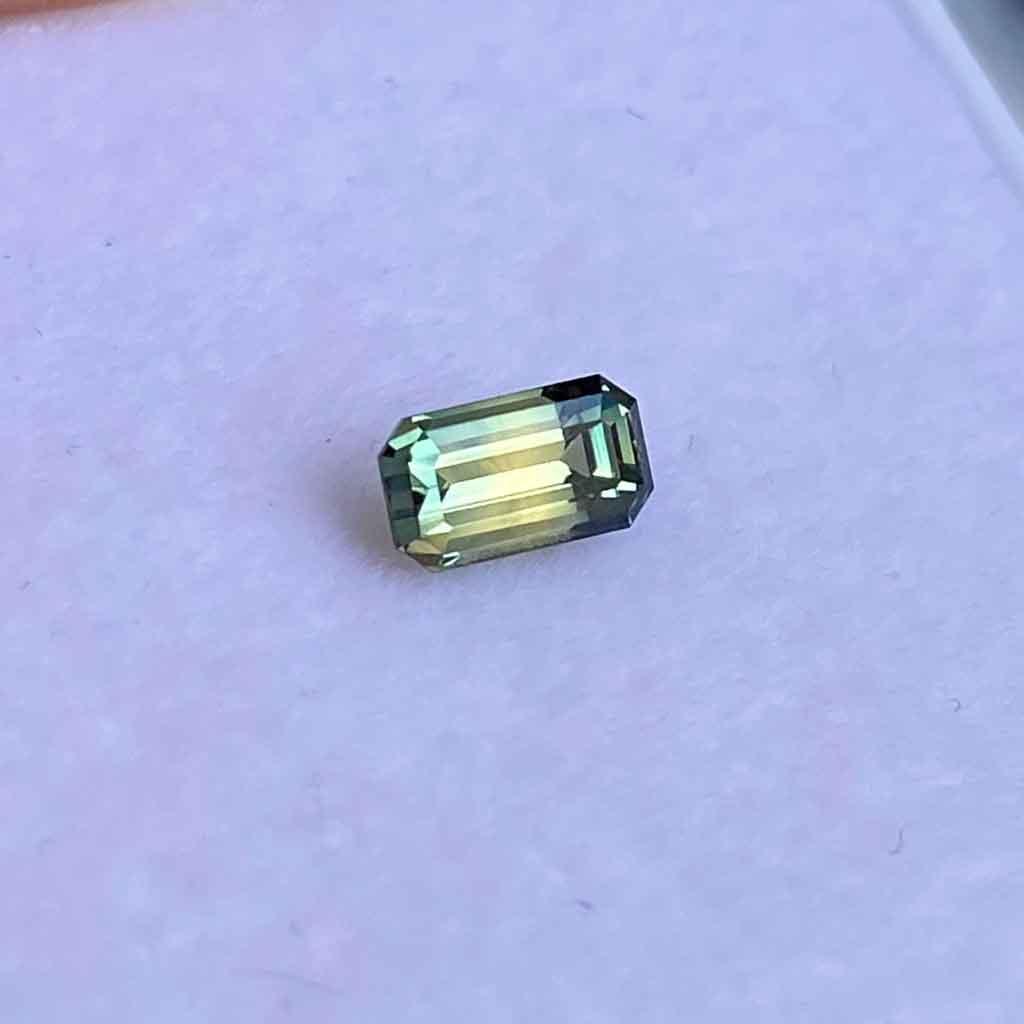 0.75ct emerald cut Australian parti sapphire - Lizunova Fine Jewels