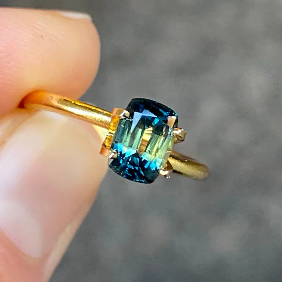 1.21ct cushion cut Australian parti sapphire - Lizunova Fine Jewels