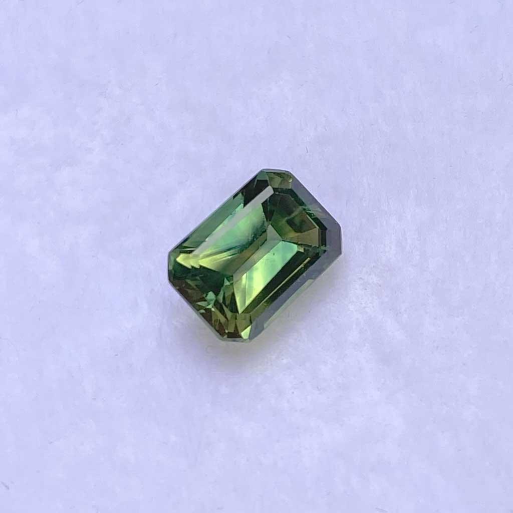 1.43ct emerald cut Australian teal parti sapphire - Lizunova Fine Jewels