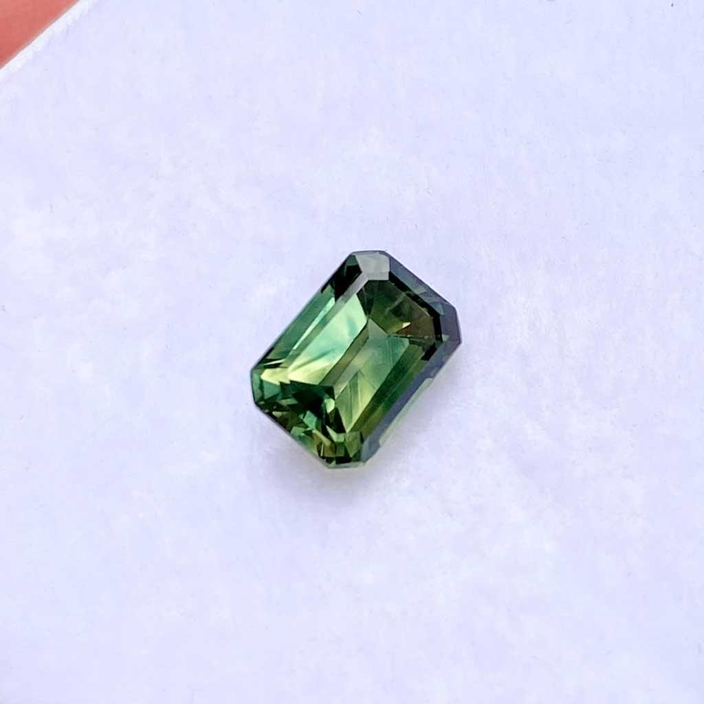 1.43ct emerald cut Australian teal parti sapphire - Lizunova Fine Jewels