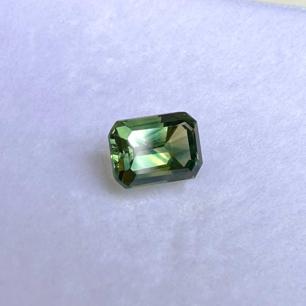 1.43ct emerald cut Australian teal parti sapphire - Lizunova Fine Jewels