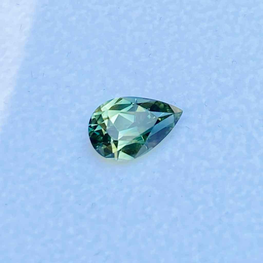 1.44ct pear cut Australian teal parti sapphire - Lizunova Fine Jewels