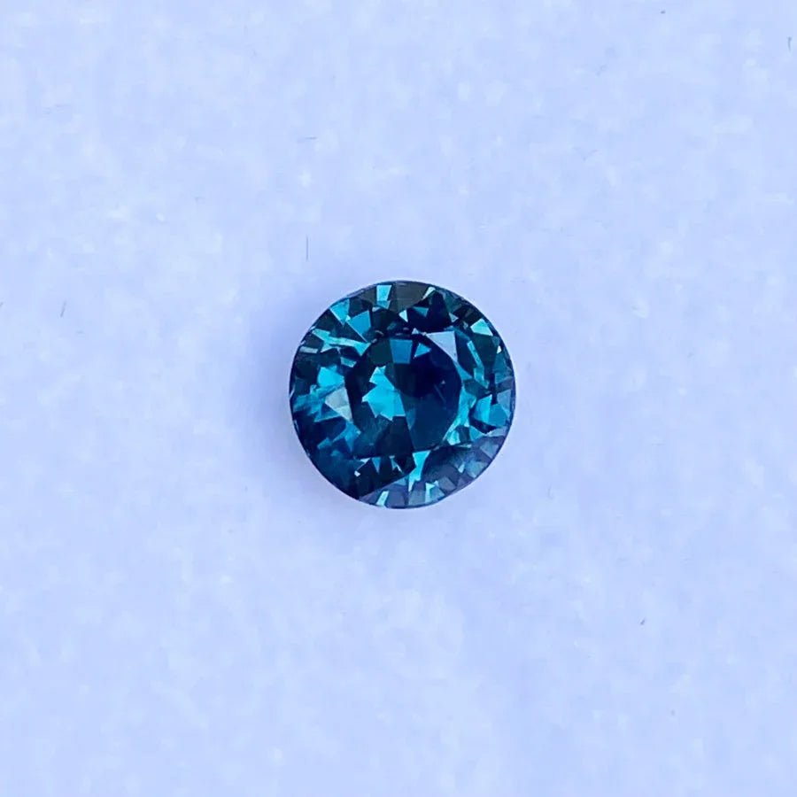 1.63ct round Madagascan teal sapphire - Lizunova Fine Jewels