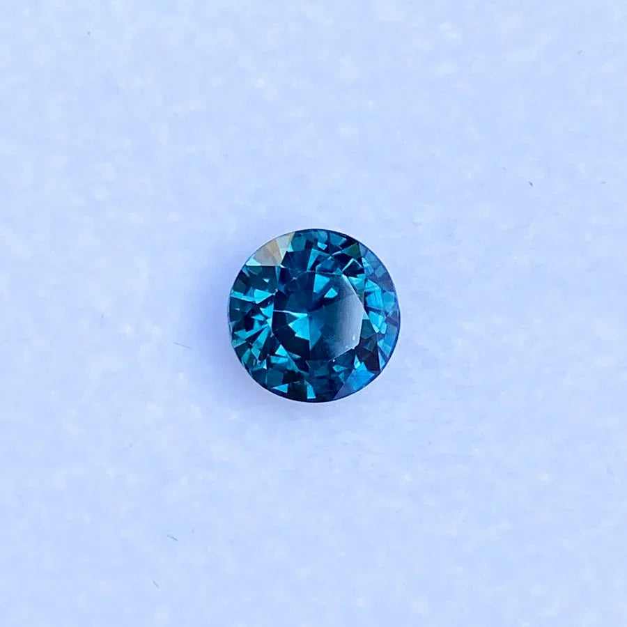 1.63ct round Madagascan teal sapphire - Lizunova Fine Jewels