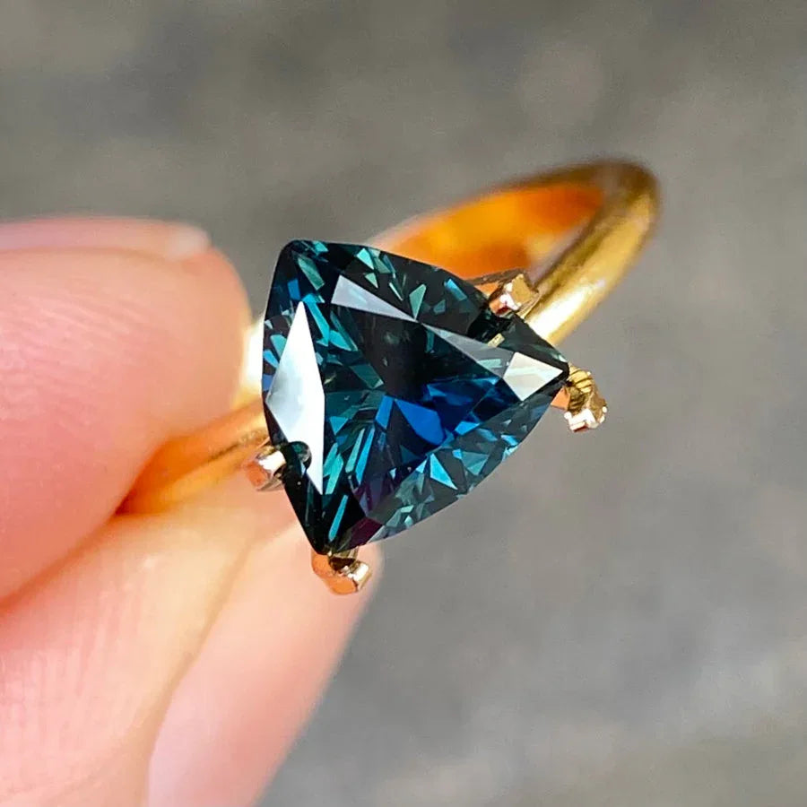 1.73ct trilliant Australian parti sapphire - Lizunova Fine Jewels
