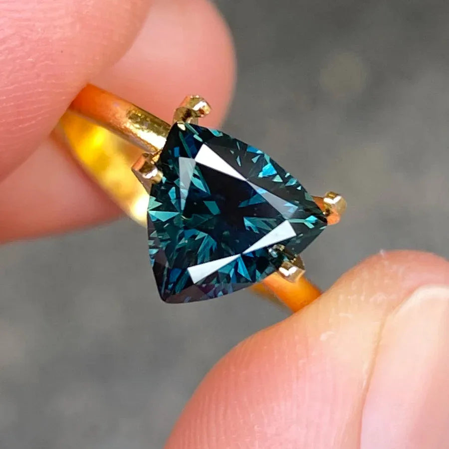 1.73ct trilliant Australian parti sapphire - Lizunova Fine Jewels