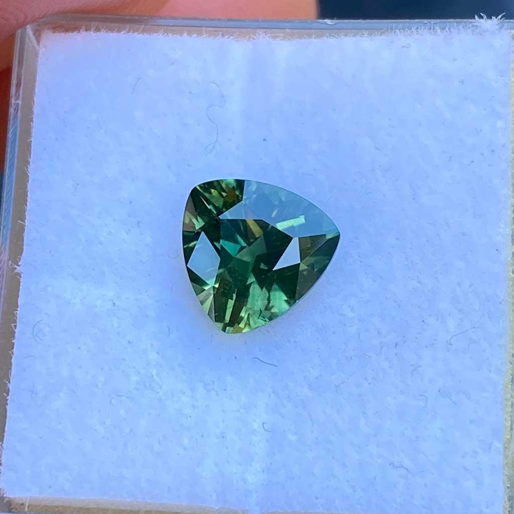1.76ct trilliant Australian green sapphire - Lizunova Fine Jewels
