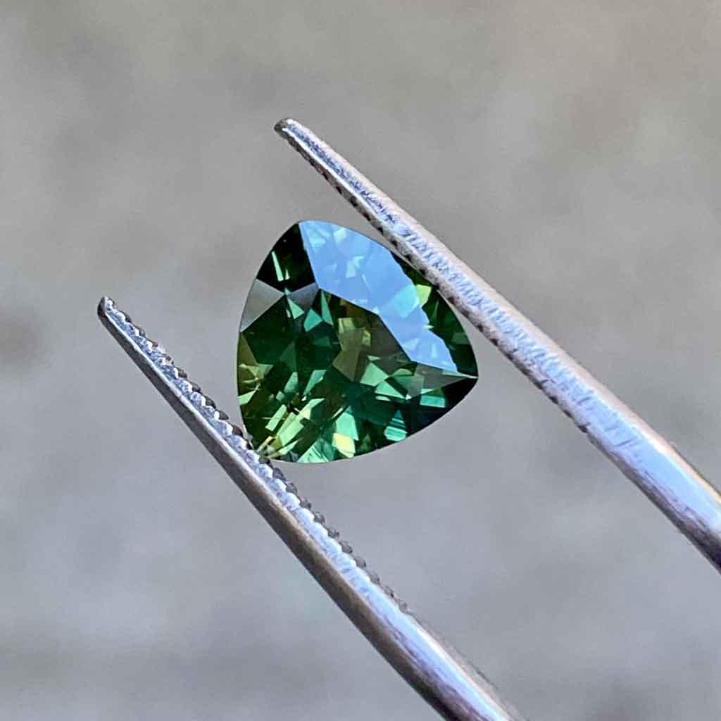 1.76ct trilliant Australian green sapphire - Lizunova Fine Jewels