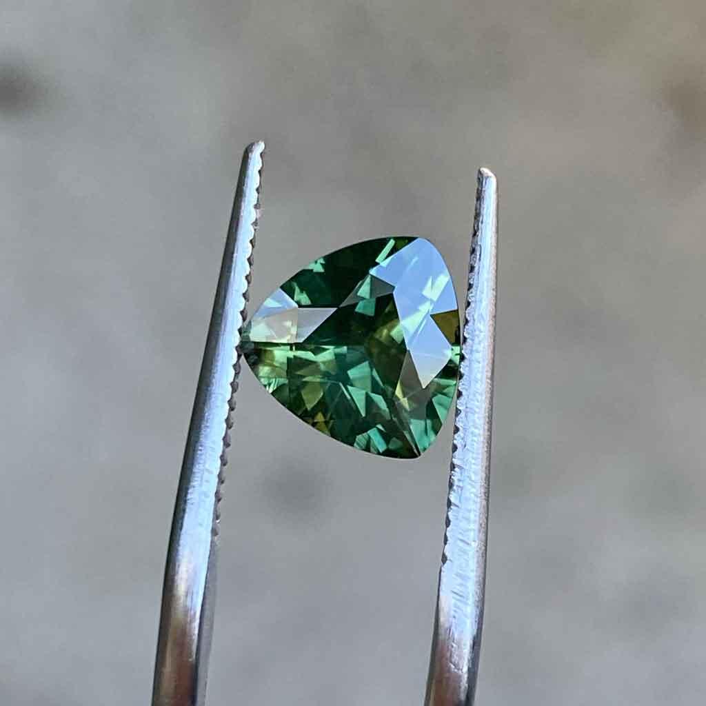 1.76ct trilliant Australian green sapphire - Lizunova Fine Jewels