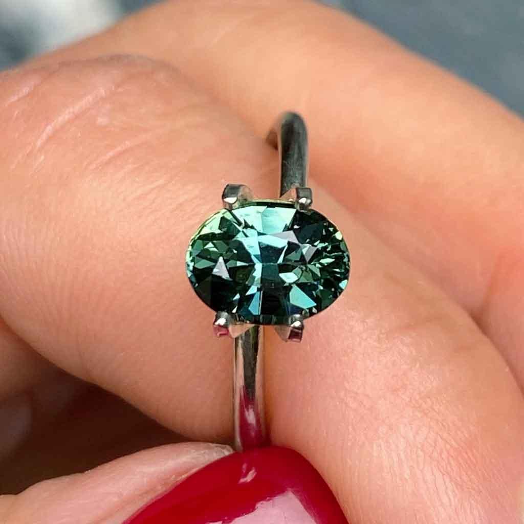 1.82ct oval Madagascan teal sapphire - Lizunova Fine Jewels