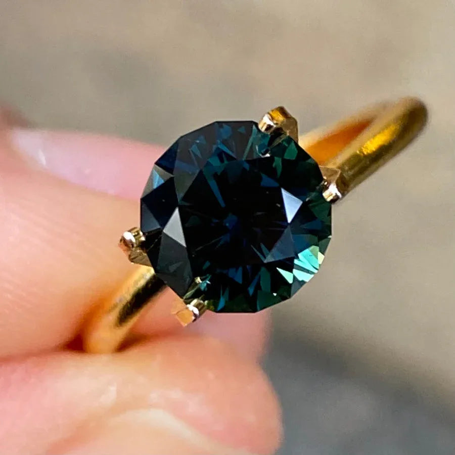 1.9ct round Australian teal parti sapphire - Lizunova Fine Jewels