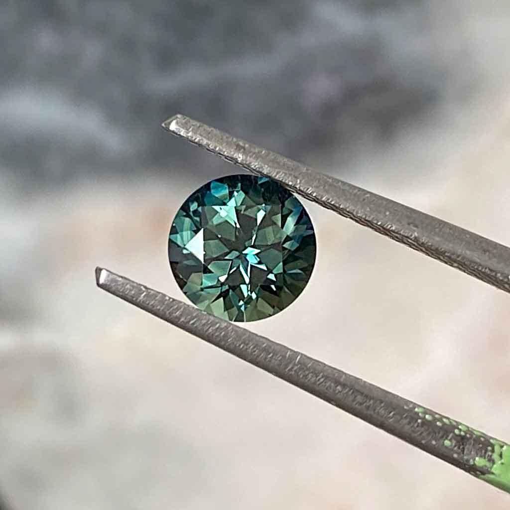 1.06ct round Australian teal sapphire - Lizunova Fine Jewels