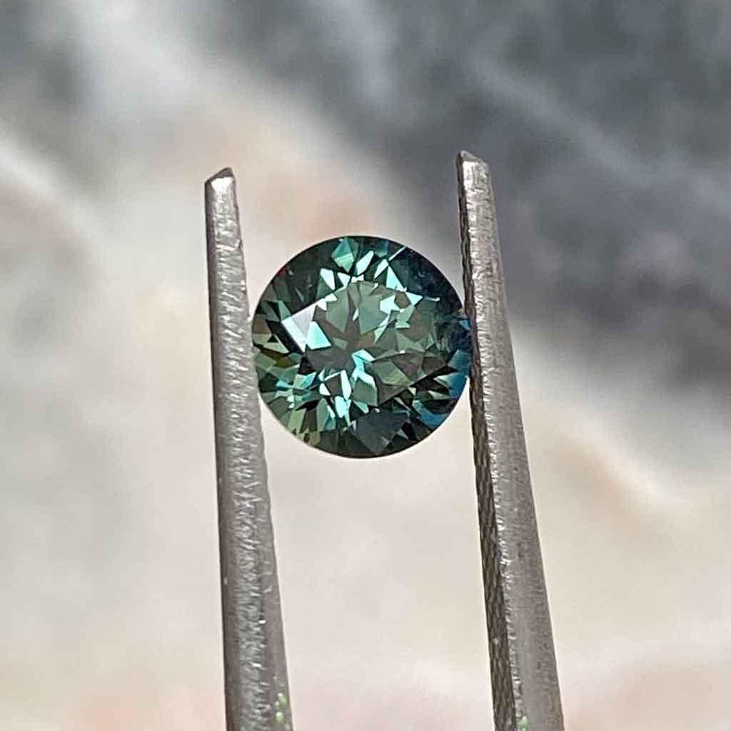 1.06ct round Australian teal sapphire - Lizunova Fine Jewels