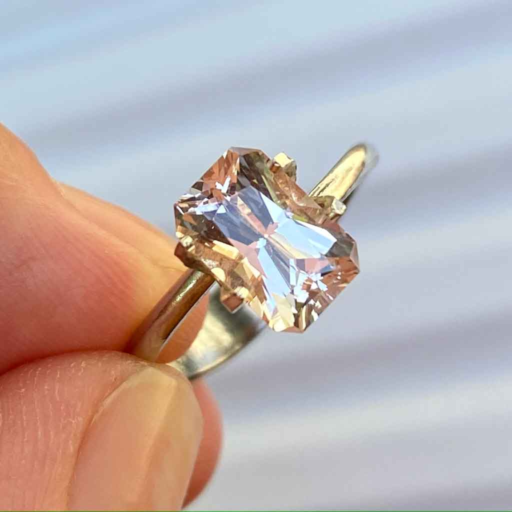 Radiant-light-pink-sapphire-bespoke-engagement-ring-Sydney-jeweller-Lizunova-Fine-Jewels jeweller Lizunova Fine Jewels