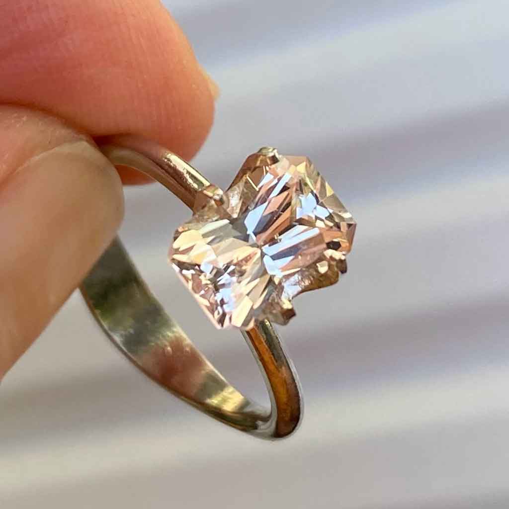 Radiant-light-pink-sapphire-bespoke-engagement-ring-Sydney-jeweller-Lizunova-Fine-Jewels jeweller Lizunova Fine Jewels