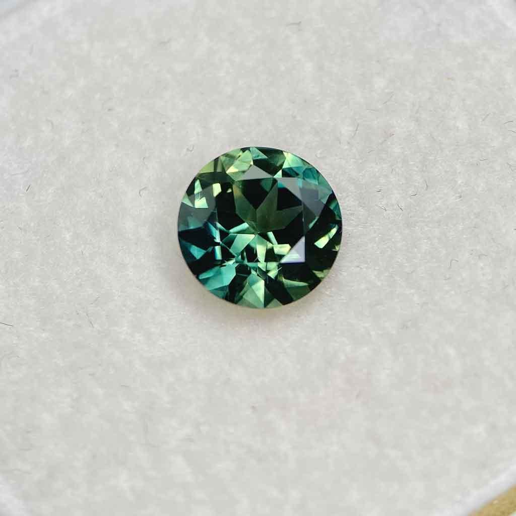 2.08ct round Australian teal parti sapphire - Lizunova Fine Jewels