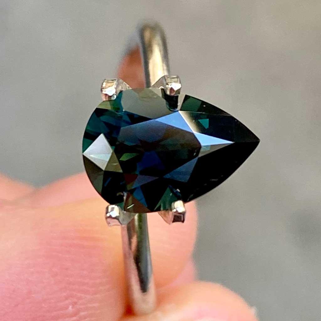 2.18ct pear cut Australian parti sapphire - Lizunova Fine Jewels