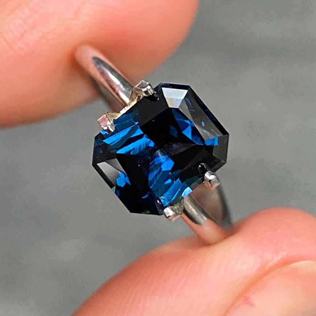 Australian-emerald-radiant-cut-teal-sapphire-bespoke-engagement-ring-Sydney-jeweller-Lizunova-Fine-Jewels jeweller Lizunova Fine Jewels