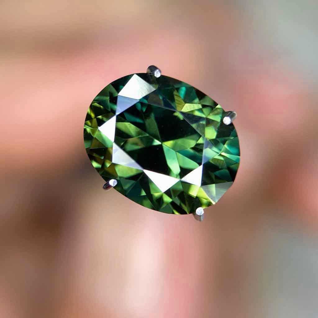 Australian teal green sapphire for a custom sapphire ring Sydney jeweller Lizunova NSW Australia