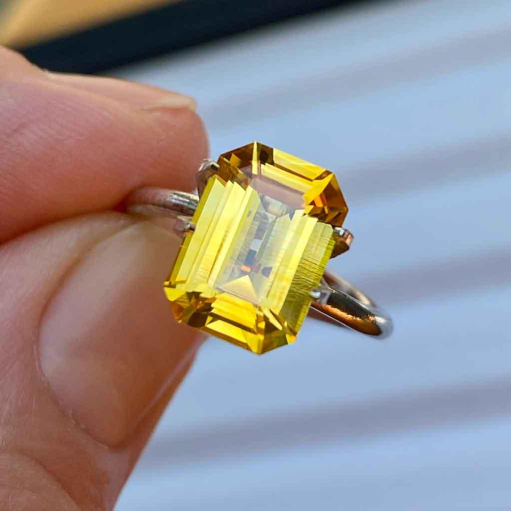 3.47ct emerald cut yellow sapphire - Lizunova Fine Jewels