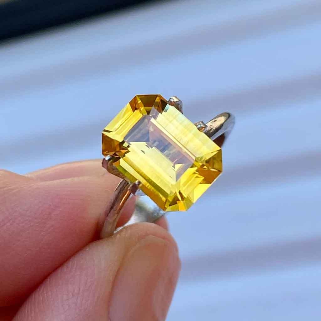 3.47ct emerald cut yellow sapphire - Lizunova Fine Jewels
