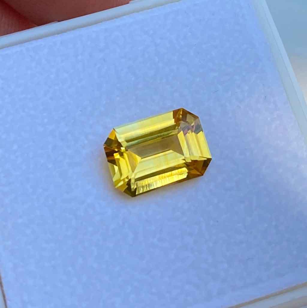 3.47ct emerald cut yellow sapphire - Lizunova Fine Jewels