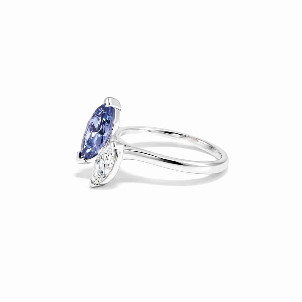 Aeris | Marquise cut grey spinel & diamond toi et moi engagement ring - Lizunova Fine Jewels