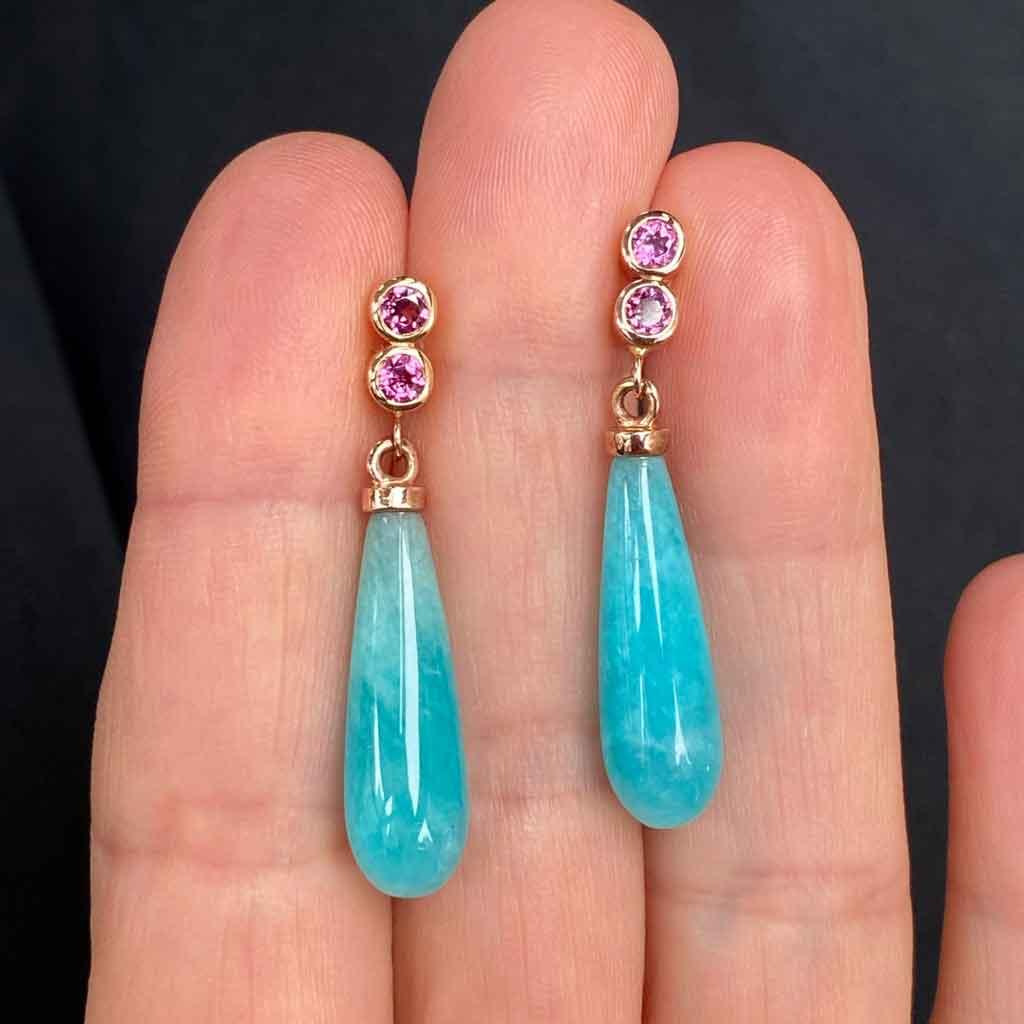 Amazon | Amazonite rhodolite garnet earrings - Lizunova Fine Jewels