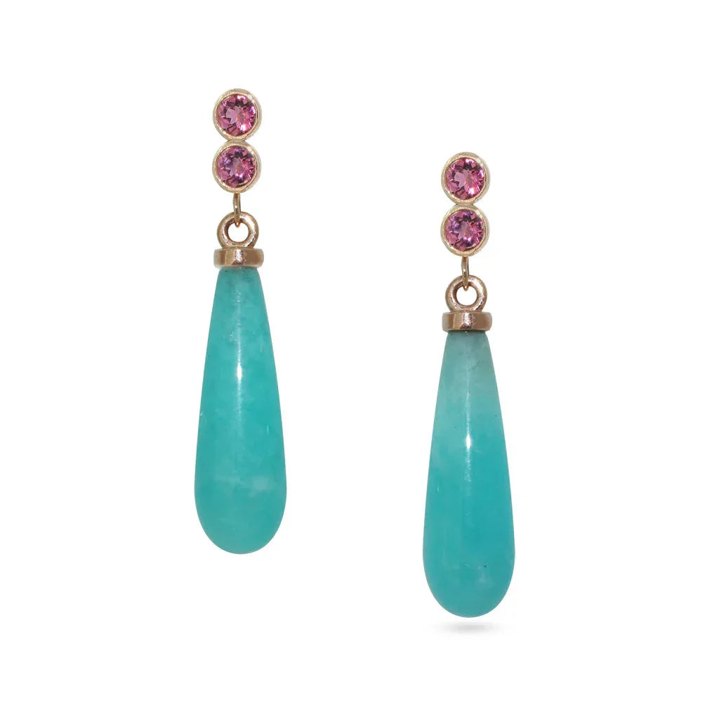 Amazon | Amazonite rhodolite garnet earrings - Lizunova Fine Jewels