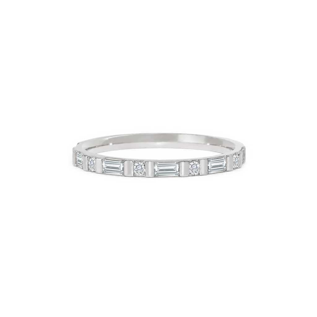 Anna - Baguette and round diamond wedding ring, Lizunova Fine Jewels