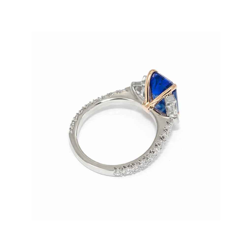 Annick | Emerald cut blue sapphire diamond engagement ring by Sydney jeweller Lizunova
