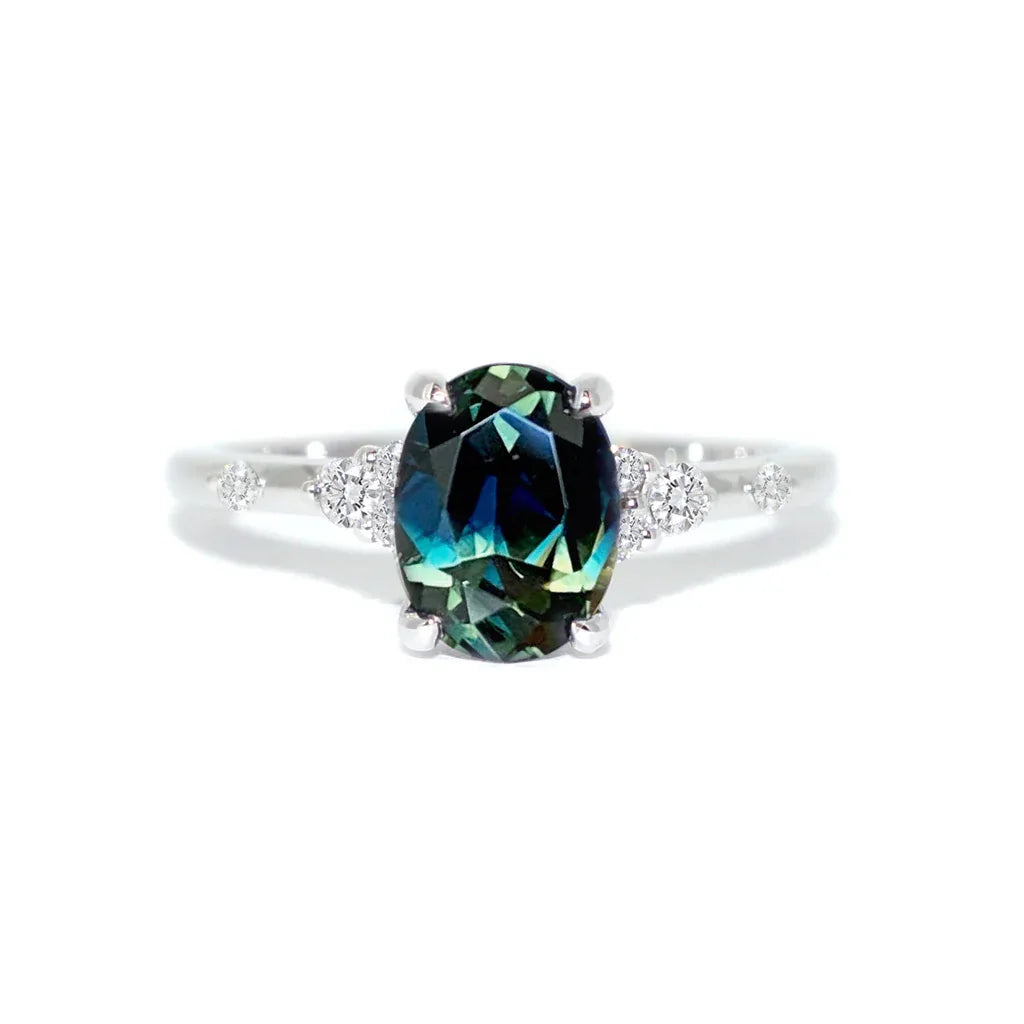 Aria | Teal parti sapphire engagement ring - Lizunova Fine Jewels