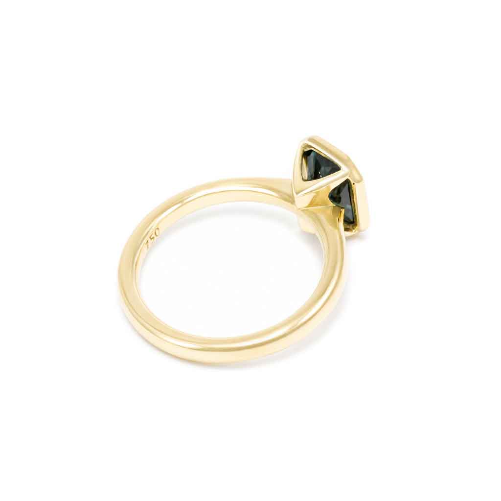 Arina bezel set emerald cut Australian parti sapphire engagement ring - Lizunova Fine Jewels