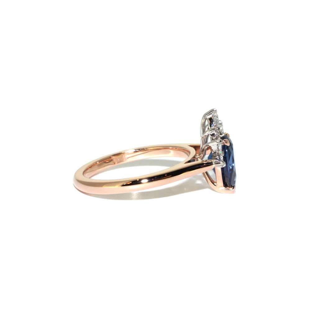 Bella | Cornflower blue sapphire & diamond halo engagement ring - Lizunova Fine Jewels