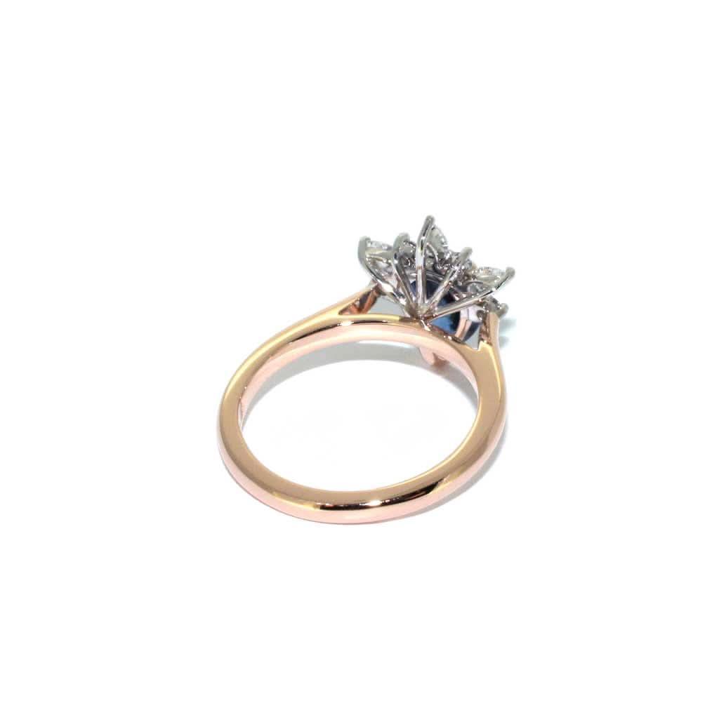 Bella | Cornflower blue sapphire & diamond halo engagement ring - Lizunova Fine Jewels