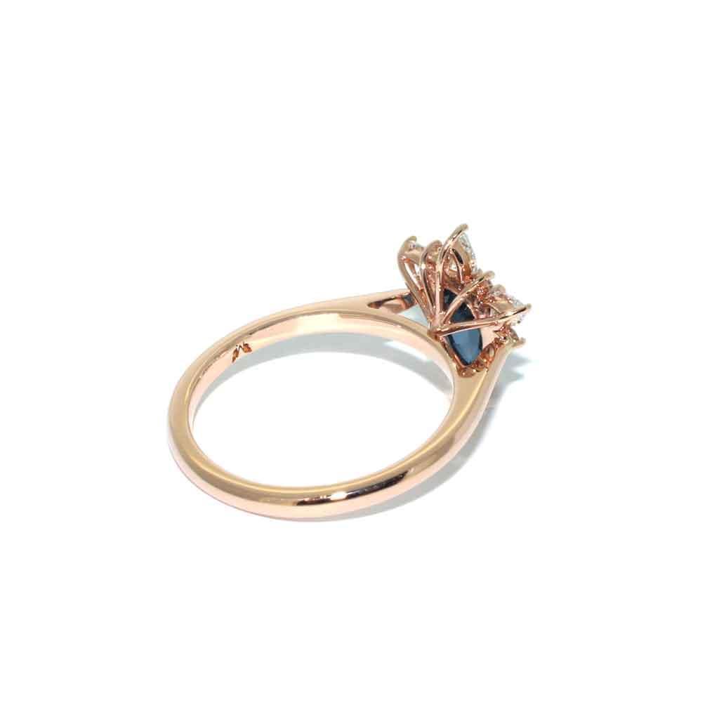 Bella | Teal sapphire diamond halo engagement ring - Lizunova Fine Jewels