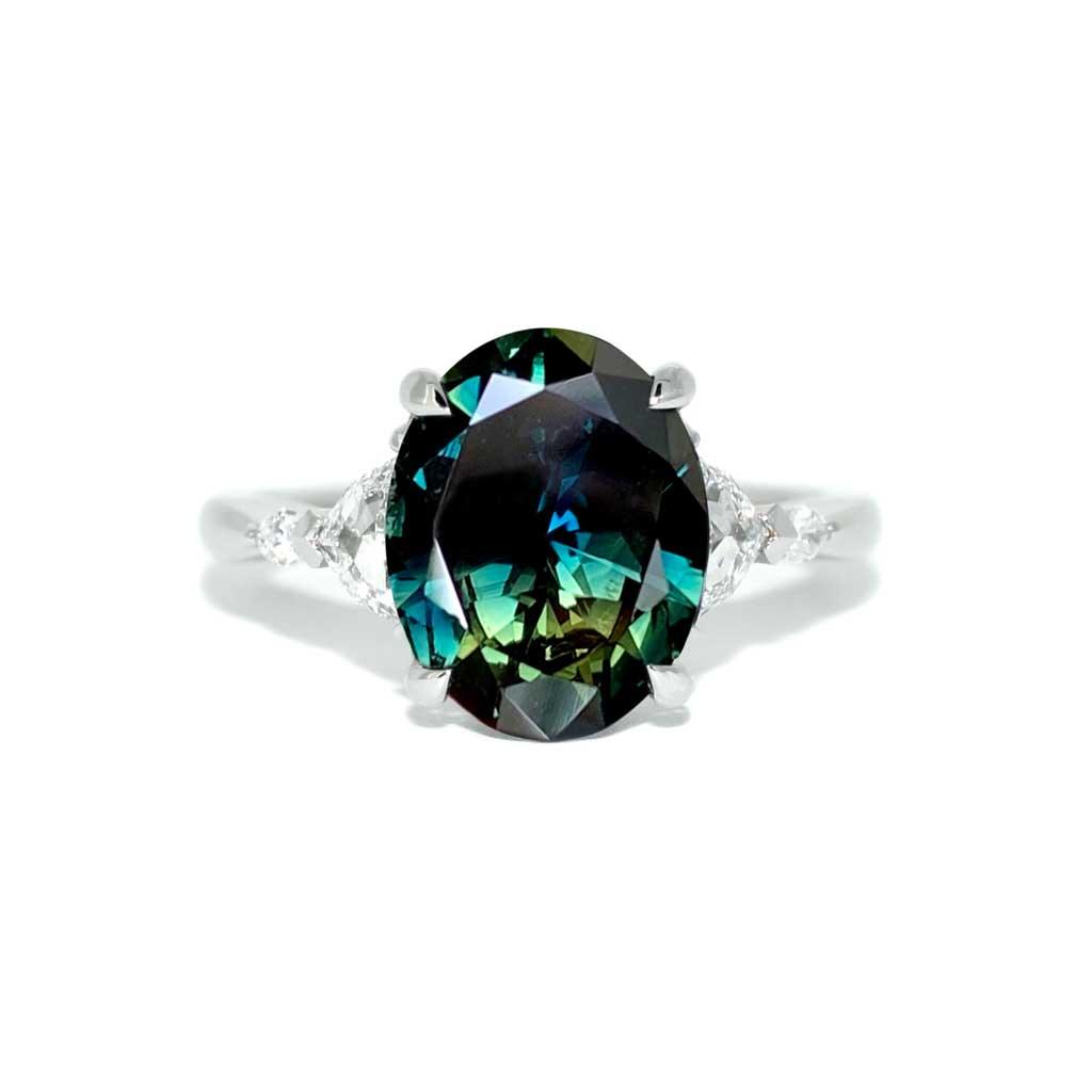 Hannah | Teal parti sapphire engagement ring - Lizunova Fine Jewels