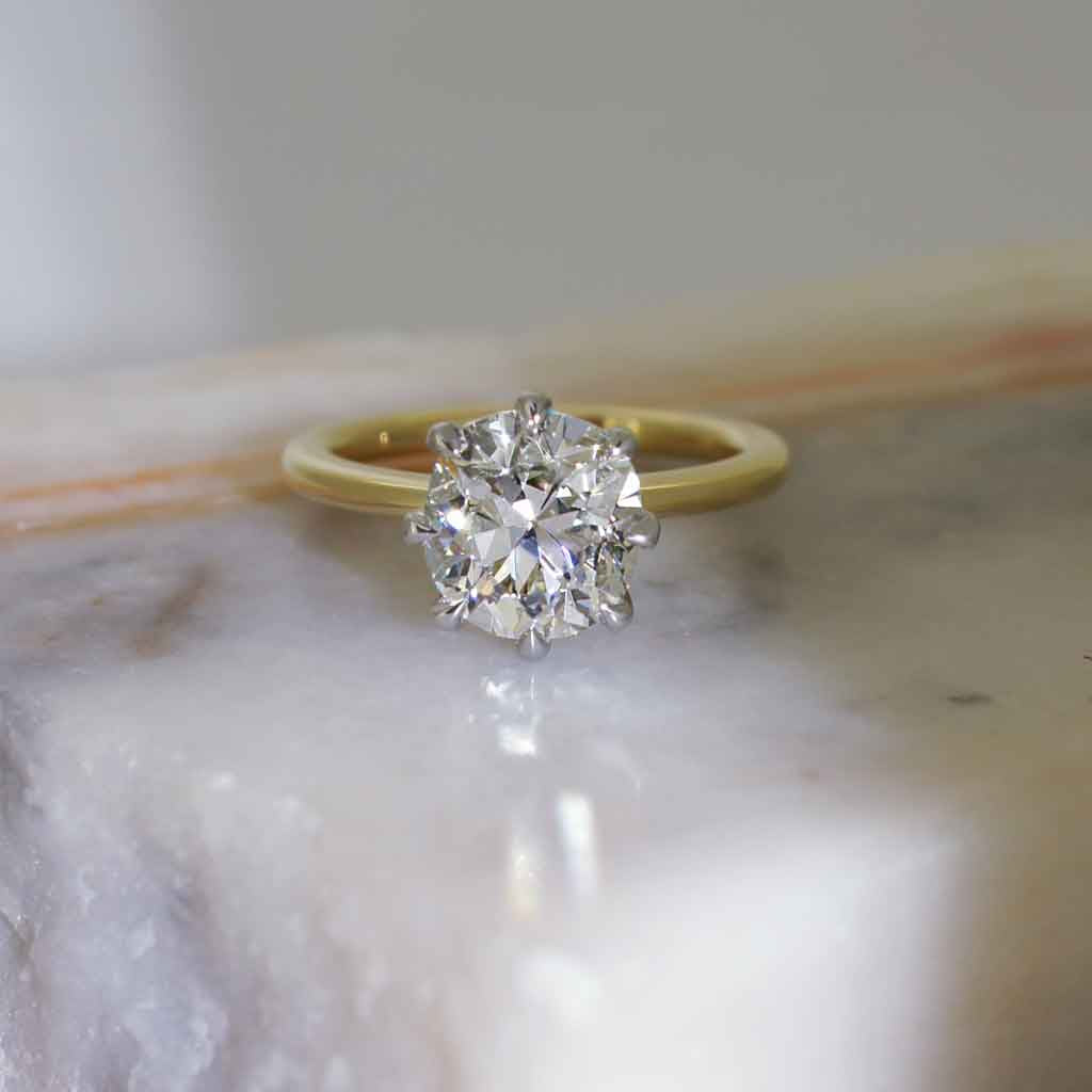 Antique European old cut diamond engagement ring by Sydney jeweller Lizunova