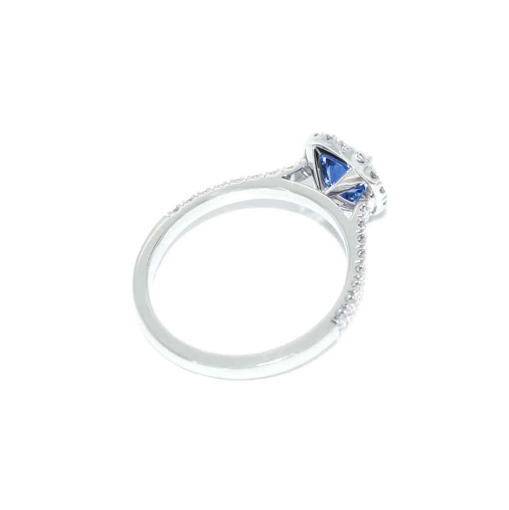 Lola | Blue sapphire diamond halo engagement ring - Lizunova Fine Jewels