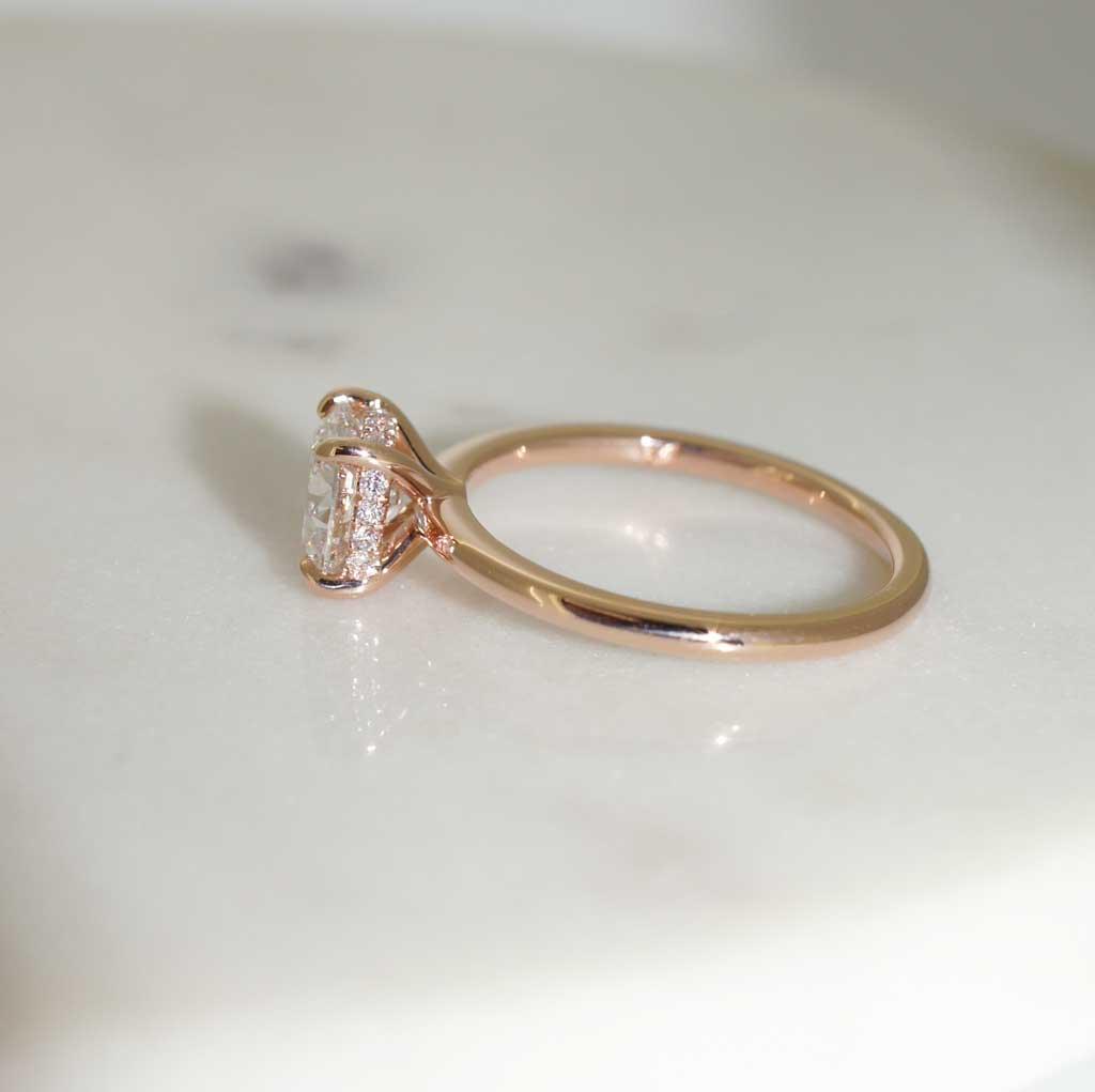 Lab diamond hidden halo engagement ring by Sydney jeweller Lizunova Fine Jewels