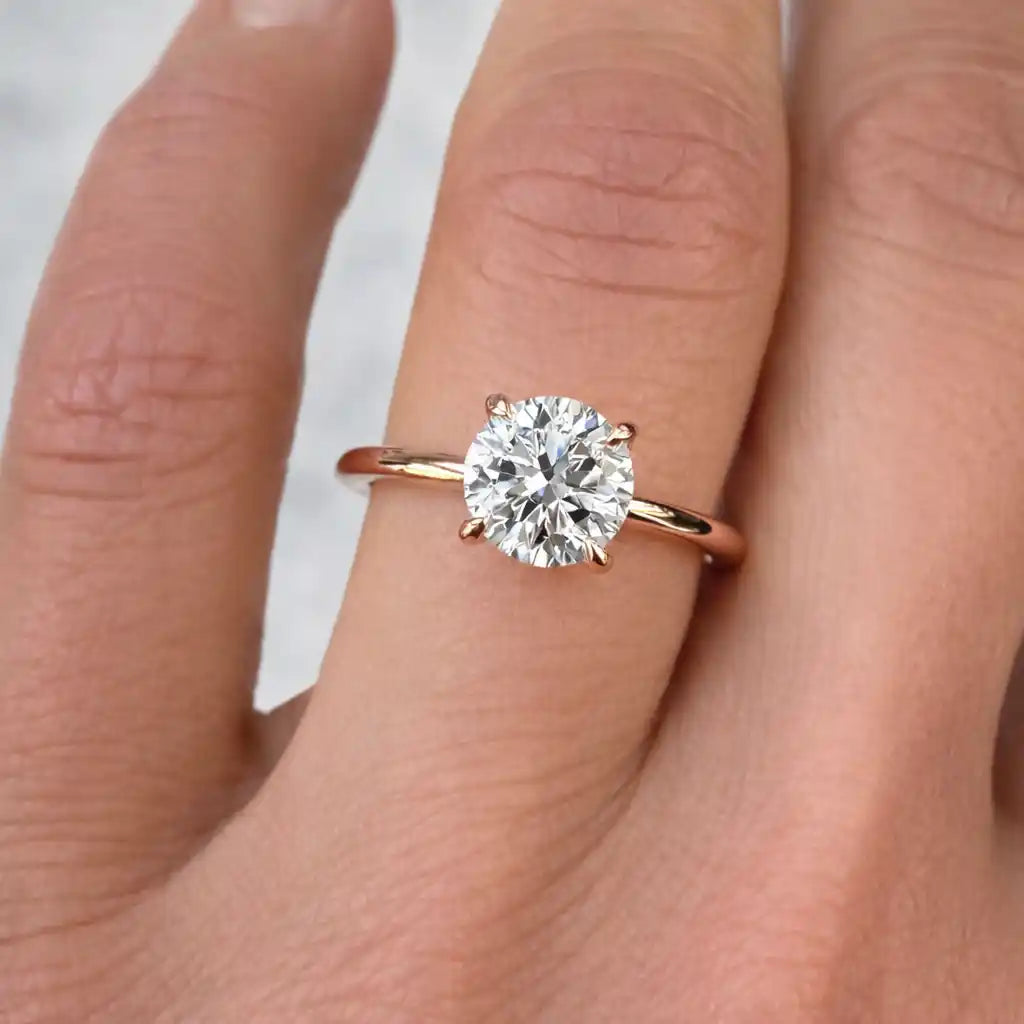 Lab diamond hidden halo engagement ring by Sydney jeweller Lizunova Fine Jewels