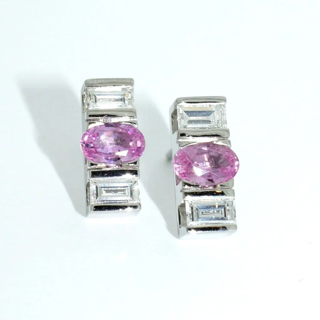 Chelsea | Diamond & pink sapphire earrings - Lizunova Fine Jewels