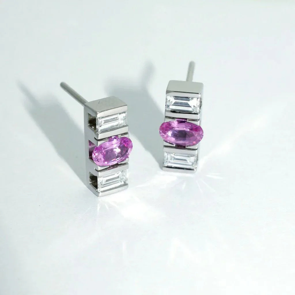 Chelsea | Diamond & pink sapphire earrings - Lizunova Fine Jewels
