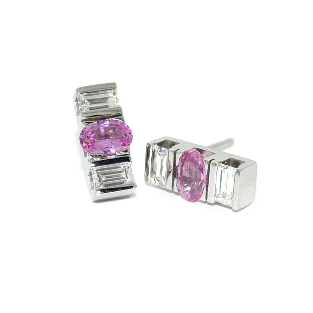 Chelsea | Diamond & pink sapphire earrings - Lizunova Fine Jewels