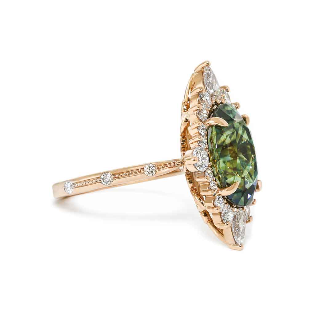 Chloe - Vintage inspired sapphire & diamond engagement ring - Lizunova Fine Jewels