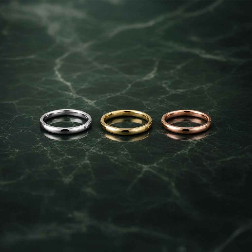Edith - Round profile wedding rings in white, yellow and rose gold - Lizunova Fine Jewels
