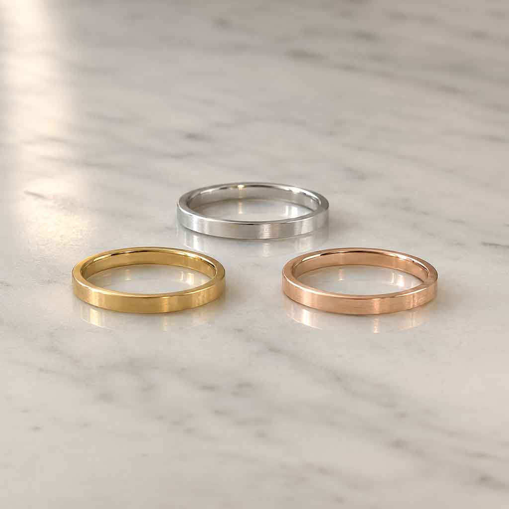 Edith - square profile plain wedding ring - Lizunova Fine Jewels