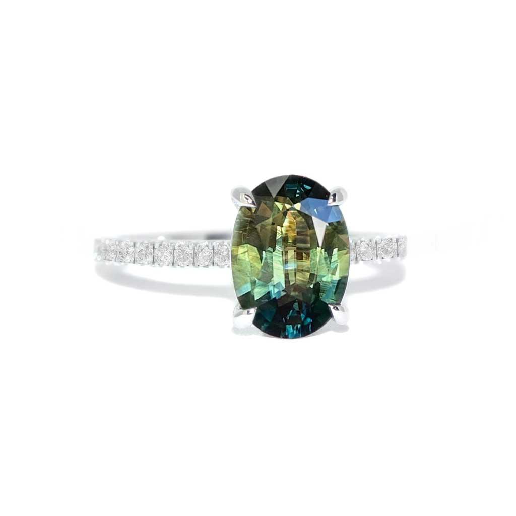 Elle | Teal parti sapphire engagement ring - Lizunova Fine Jewels
